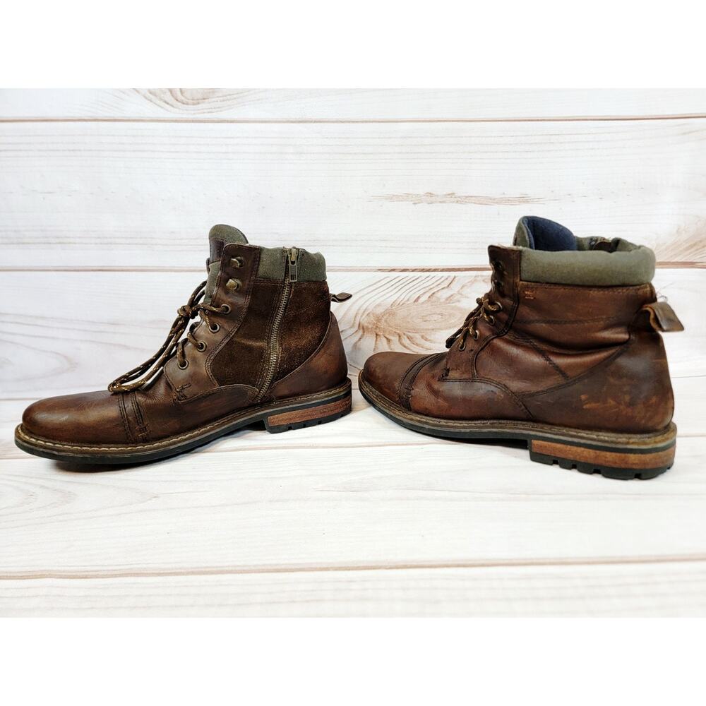 Crown Vintage Castland Cap Toe Combat Ankle Boots Mens 10.5M Brown Leather